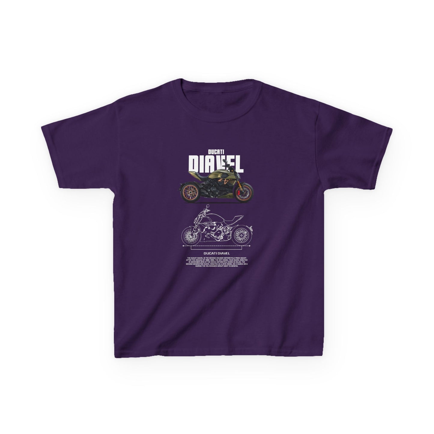 Ducati Diavel Cool Motorcycle Graphic Kids Heavy Cotton Tee - Perfect T-shirt for Young Riders - CreativeRino