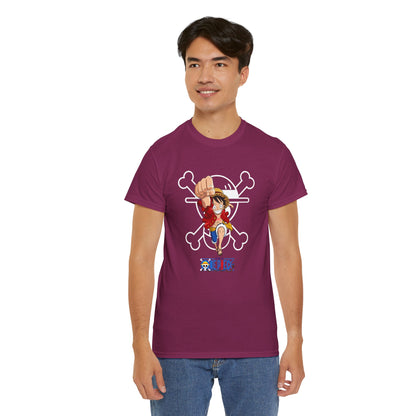 Anime Unisex Heavy Cotton Tee - One Piece T-shirt Pirate Theme - CreativeRino