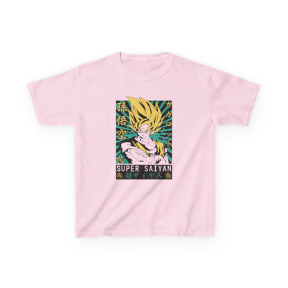 Super Saiyan Kids Heavy Cotton Tee - Fun Anime T-Shirt for Young Fans - CreativeRino