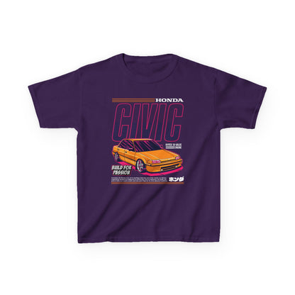 Honda Civic Kids Heavy Cotton™ Tee - Build for Passion - Perfect T-shirt for Young Car Enthusiasts - CreativeRino