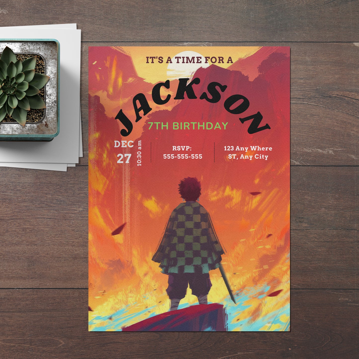 Demon Slayer Birthday Invitation Template