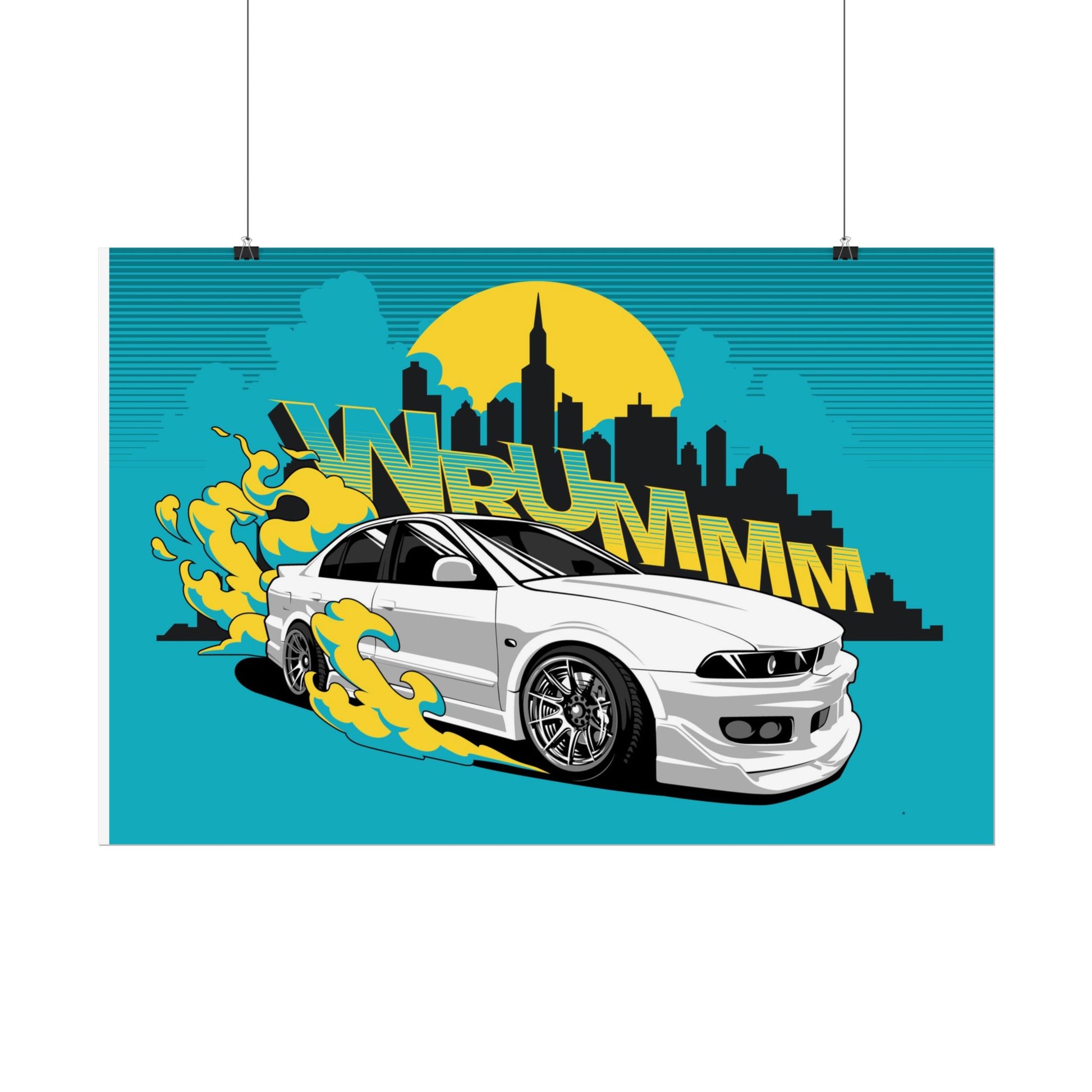 Sports Car Art Rolled Posters - Wrummm Car Perfect Poster for Auto Enthusiasts - CreativeRino