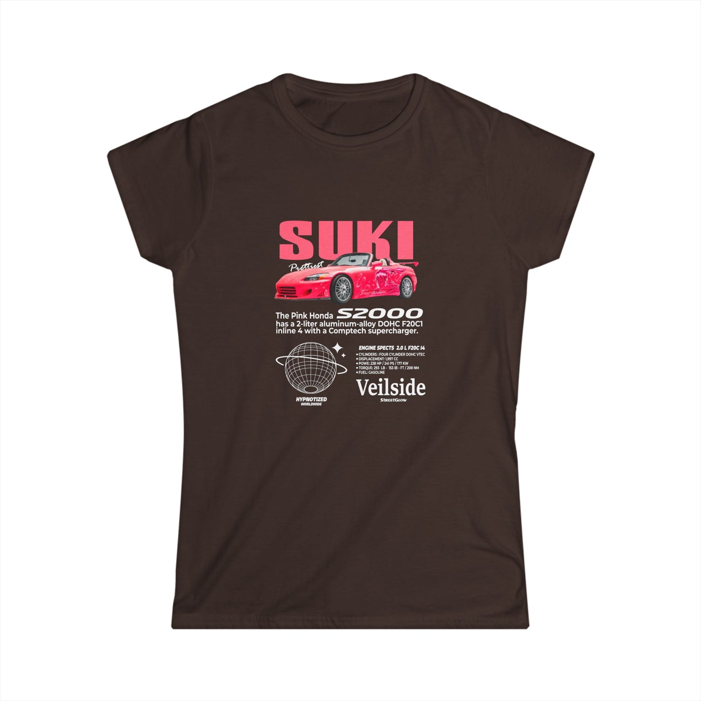 Honda S2000 Fast & Furious Women's Softstyle Tee - Vintage Car Graphic T-Shirt - CreativeRino
