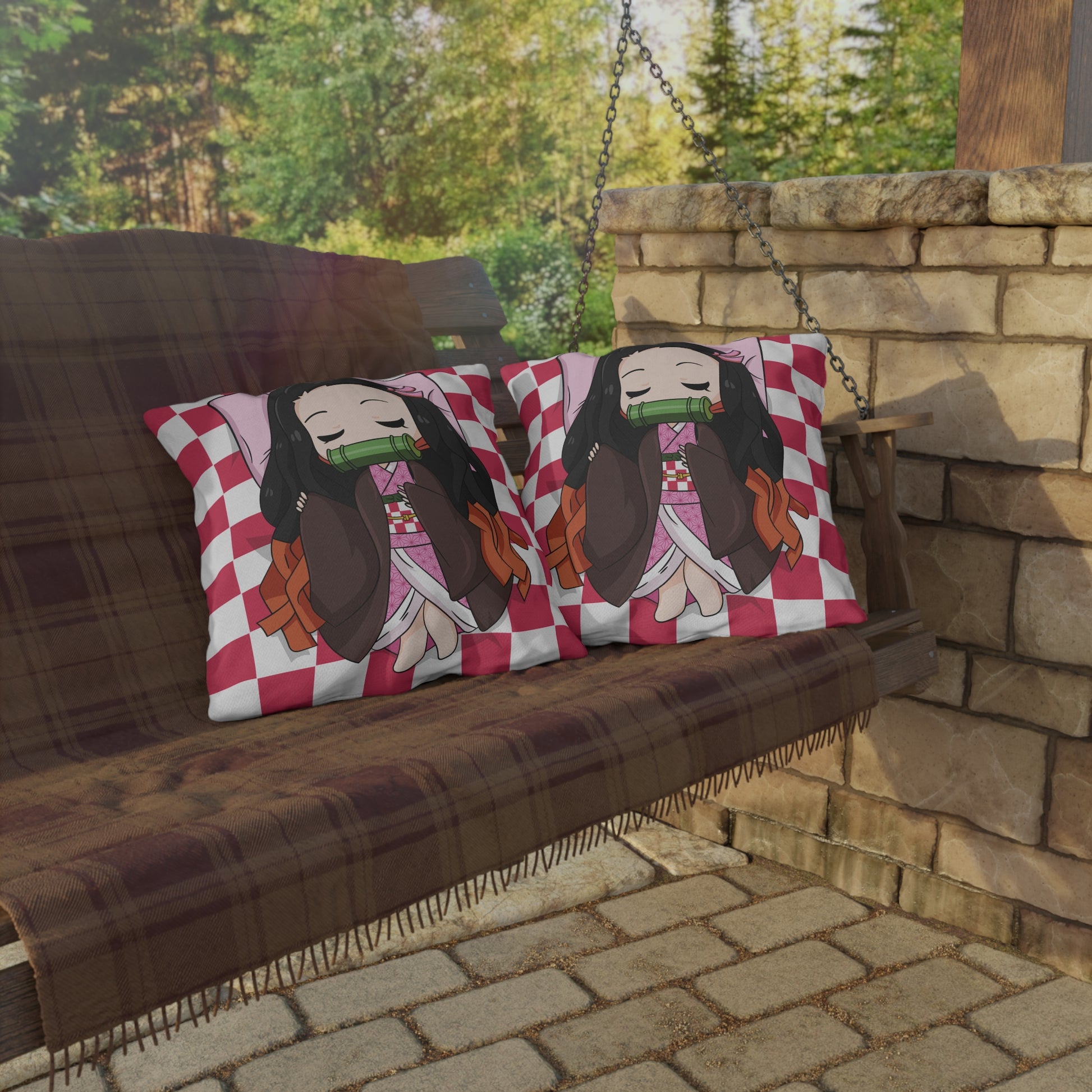 Demon Slayer Anime Outdoor Pillow - Relaxing Chibi Character Cushion for Home & Garden Decor - CreativeRino