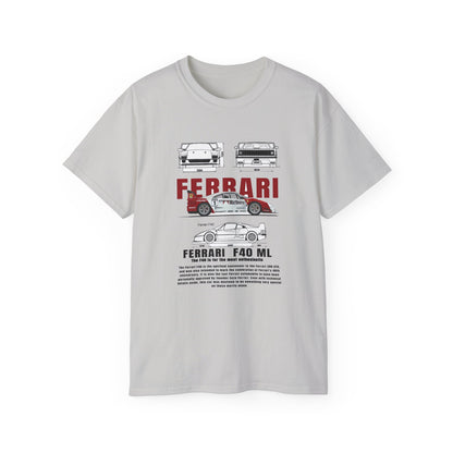 Ferrari F40 Multi-Graphic Unisex Ultra Cotton Tee | Car Enthusiast Gift T-shirt - CreativeRino