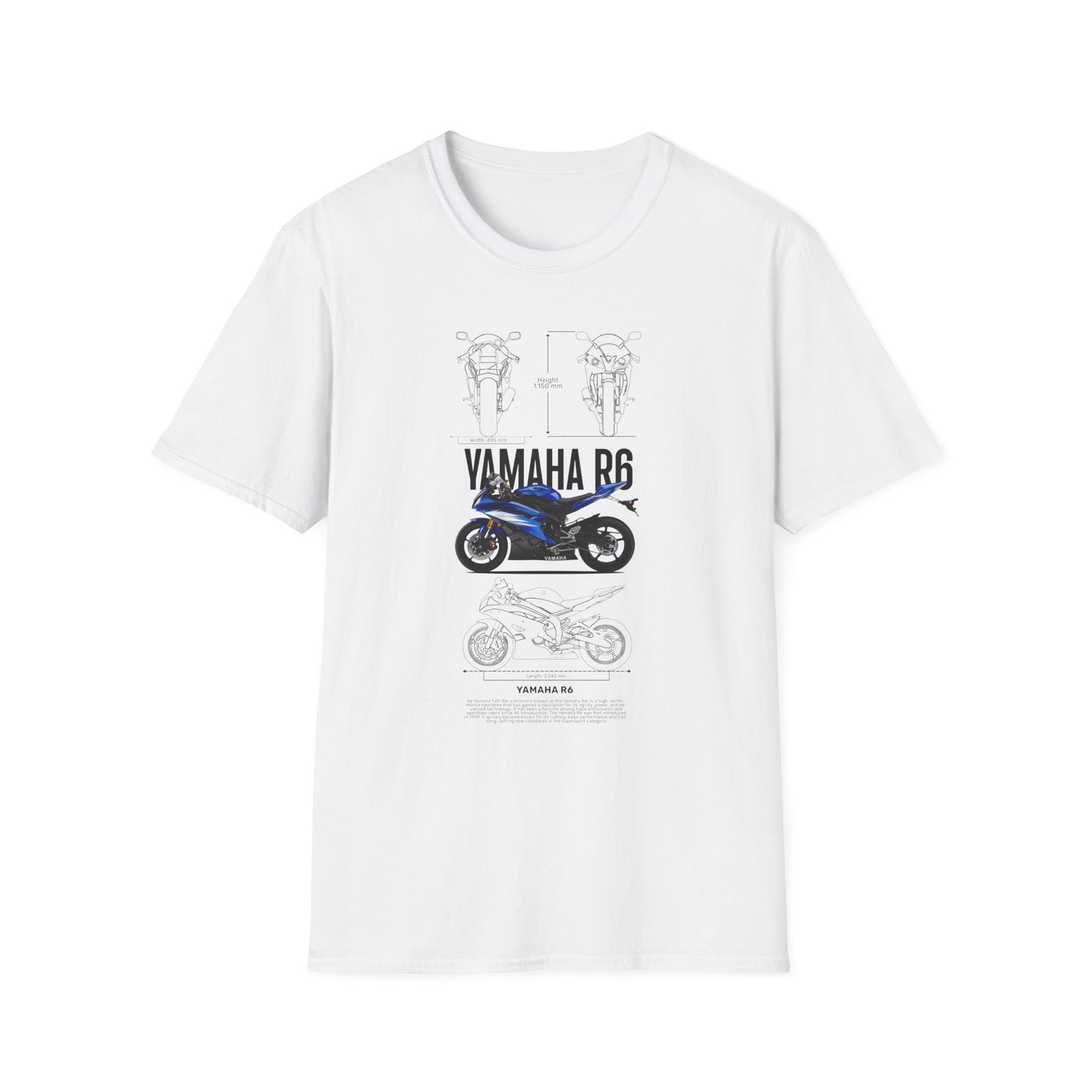 Yamaha R6 Motorcycle Softstyle T-Shirt for Riders - CreativeRino