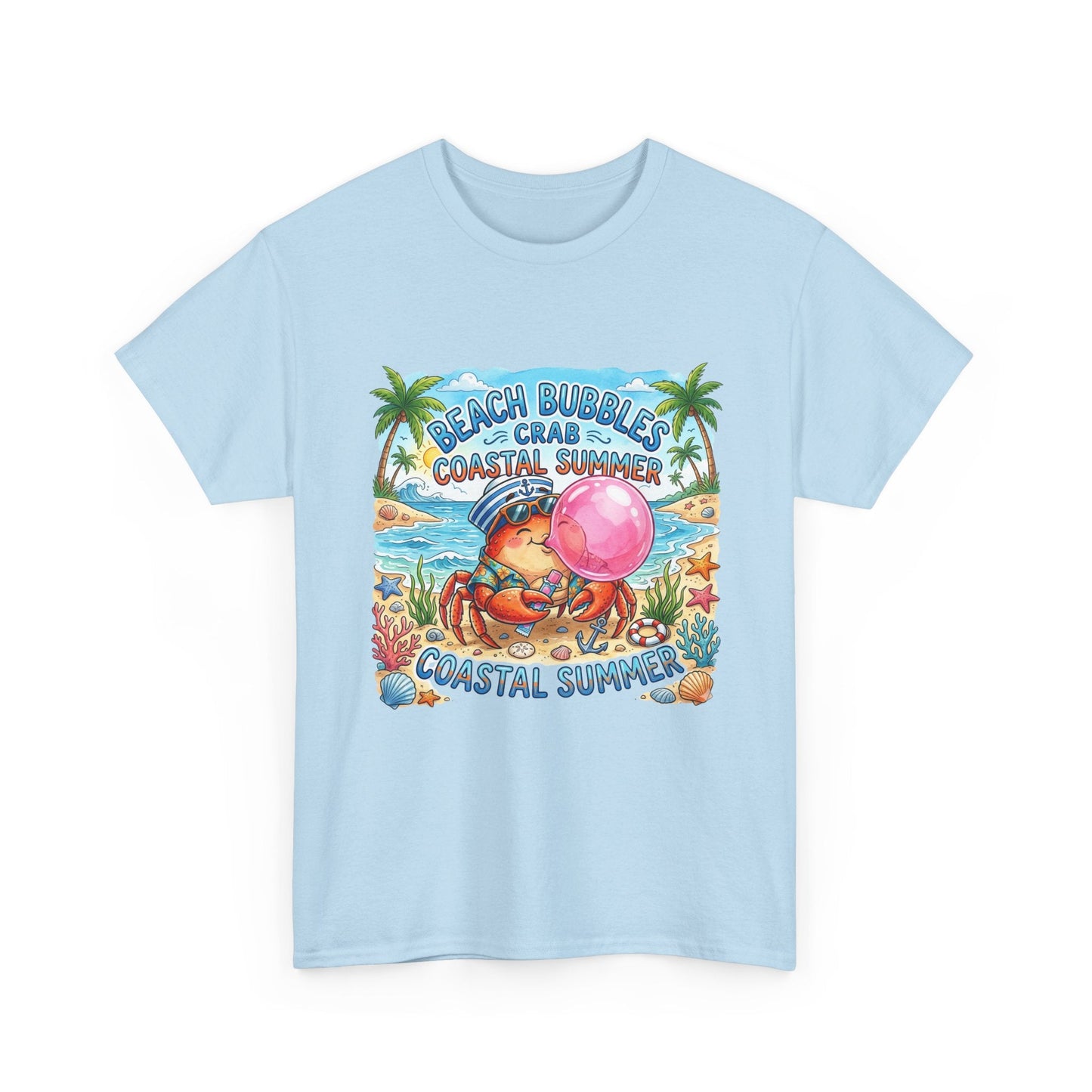 Beach Bubbles Crab Coastal Summer T-Shirt Printify