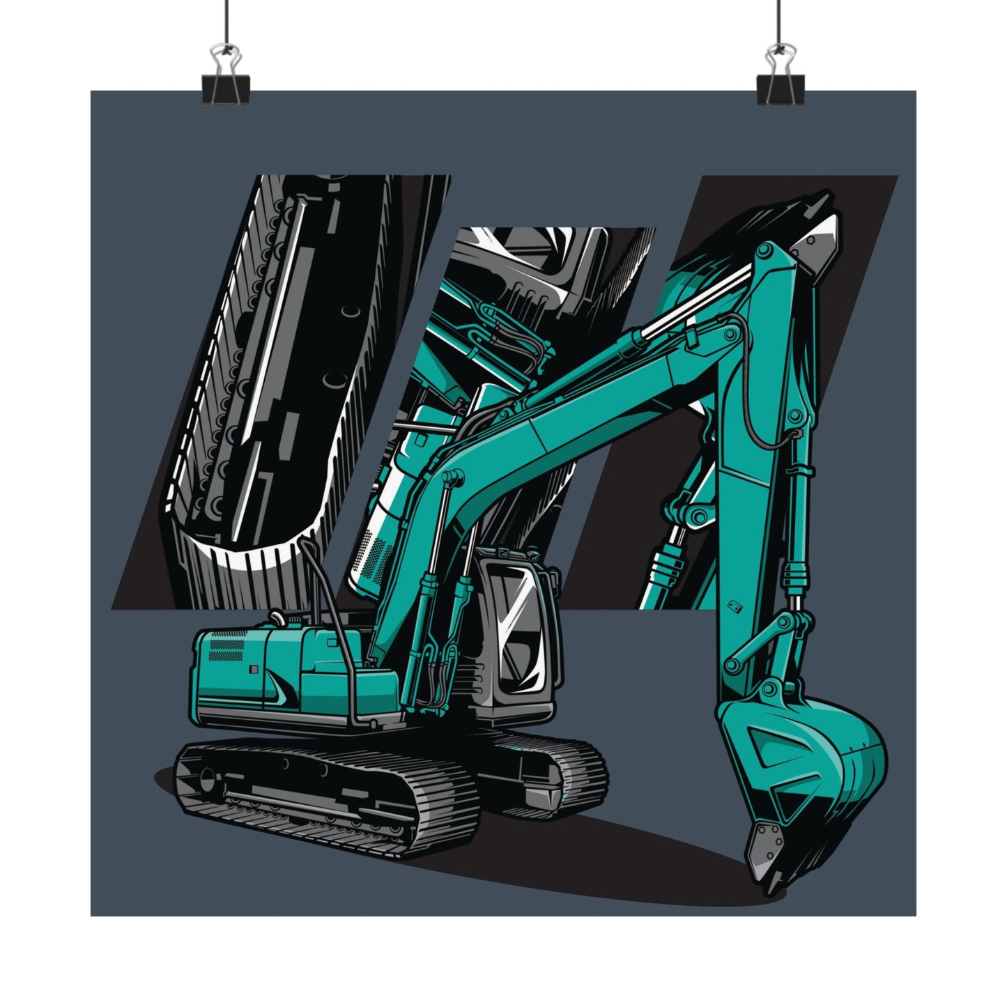 Excavator Matte Square Poster - Construction Art for Home & Office Decor - CreativeRino