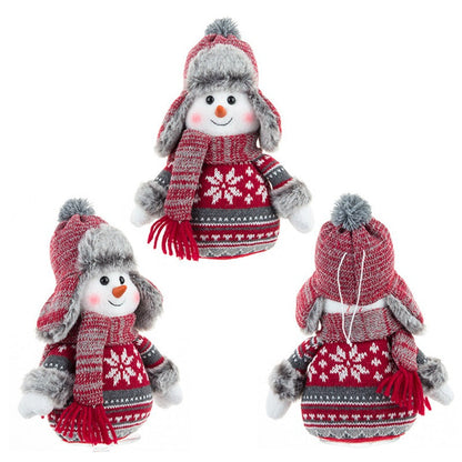 Cute Snowman Plush Doll with Lei Feng Hat & Scarf | Extendable Christmas Window Display Decor eprolo
