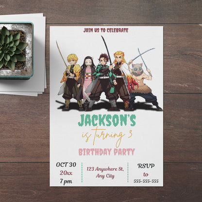 Demon Slayer Birthday Invitation Template - CreativeRino