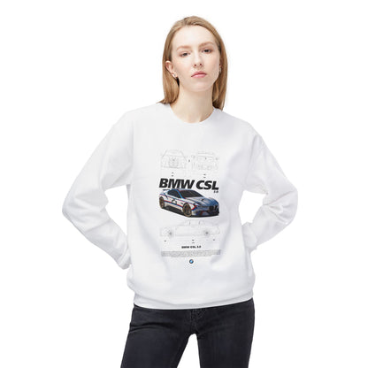 BMW CSL Fleece Crewneck Sweatshirt - Perfect for Car Enthusiasts - CreativeRino