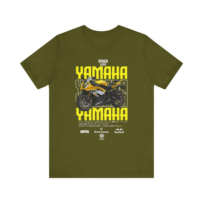 Yamaha Motorcycle Lovers Tee - Bold Biker Graphic Short Sleeve T-Shirt - CreativeRino