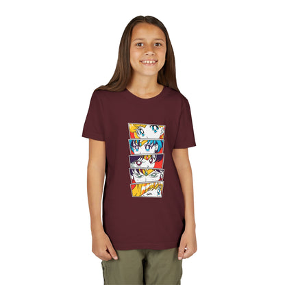 Youth Anime-Inspired Short Sleeve Tee - Colorful Sailor Moon Character Eyes T-shirt Design - CreativeRino