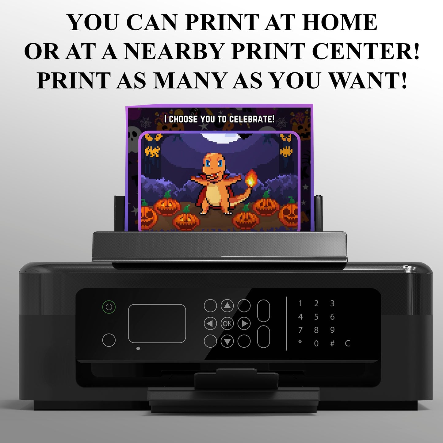 Charizard Halloween Birthday Party Invitation Card - CreativeRino