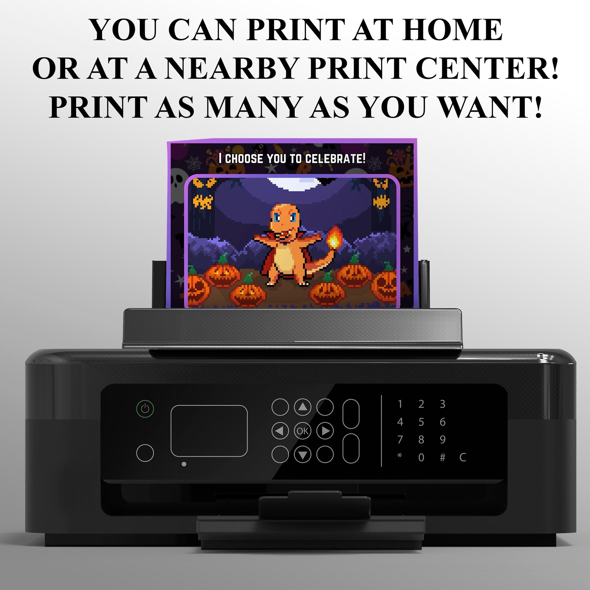 Charizard Halloween Birthday Party Invitation Card - CreativeRino