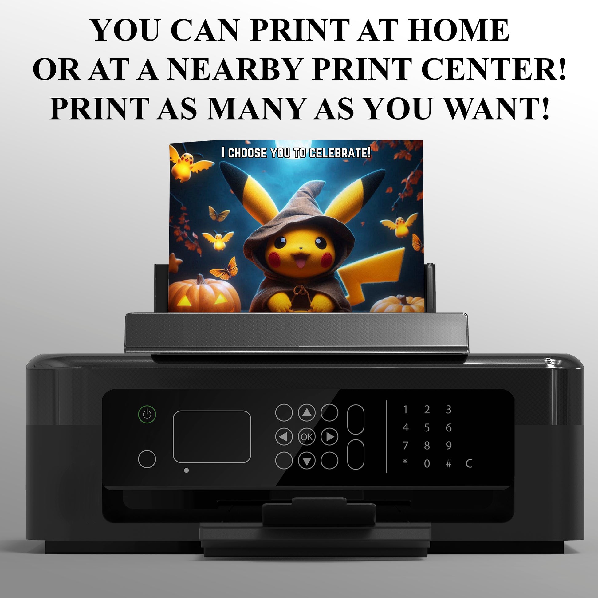 Pikachu Halloween Birthday Party Invitation Template - CreativeRino