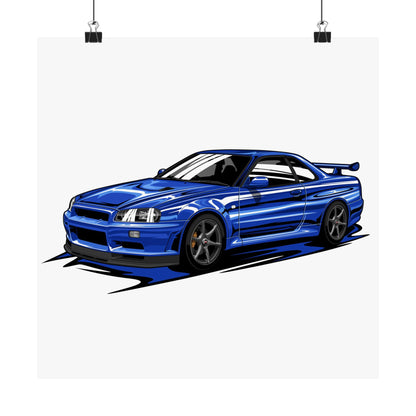Blue Racer Car Matte Square Poster – Stylish Auto Wall Art for Car Enthusiasts - CreativeRino