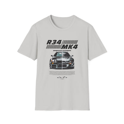 Retro R34 MK4 Car T-Shirt - Unisex Softstyle Tee for Car Enthusiasts - CreativeRino