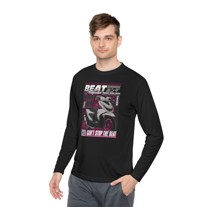 Unisex Lightweight Long Sleeve Tee - Motorcycle Theme T-shirt - "Can't Stop the Beat" Graphic - CreativeRino