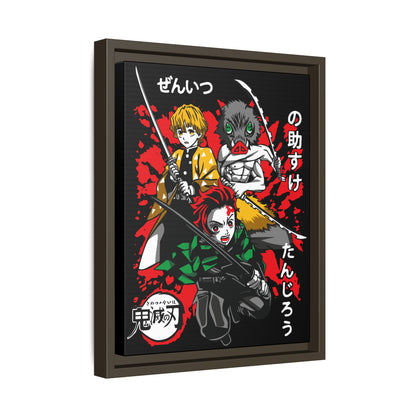 Demon Slayer Framed Matte Canvas Art | Red & Black Anime Wall Decor - CreativeRino