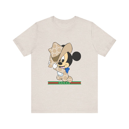 Trendy Graphic Tee - Mickey Mouse Gucci Cowboy T-shirt Design - CreativeRino