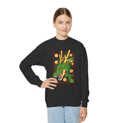 Youth Dragon Ball Crewneck Sweatshirt | Retro Anime Dragon Design for Fans - CreativeRino
