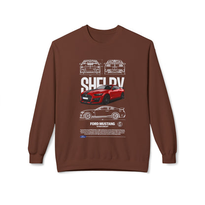 Ford Mustang Shelby Fleece Crewneck Sweatshirt - Soft and Stylish for Auto Enthusiasts - CreativeRino