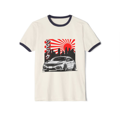 Retro Car Graphic Unisex Cotton Ringer T-Shirt - Perfect for Auto Enthusiasts - CreativeRino