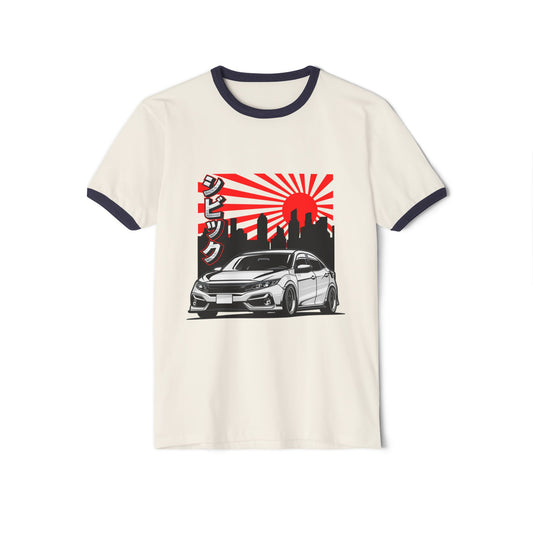 Retro Car Graphic Unisex Cotton Ringer T-Shirt - Perfect for Auto Enthusiasts - CreativeRino