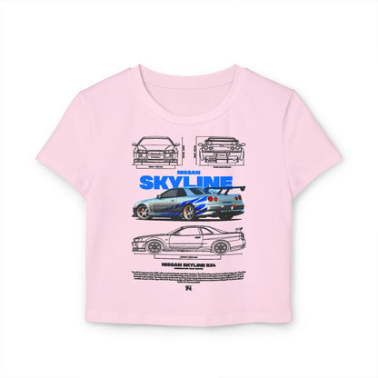 Nissan Skyline Graphic Baby Tee - Fast & Furious Car T-shirt - CreativeRino