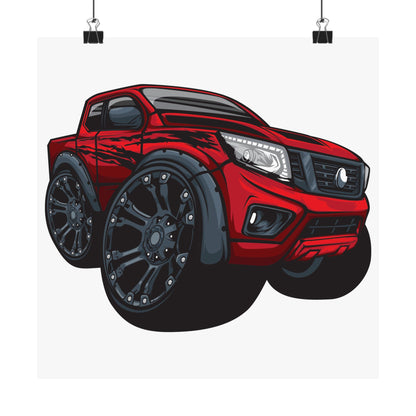 Bold Red Truck Matte Square Poster | Automotive Wall Art for Car Enthusiasts - CreativeRino
