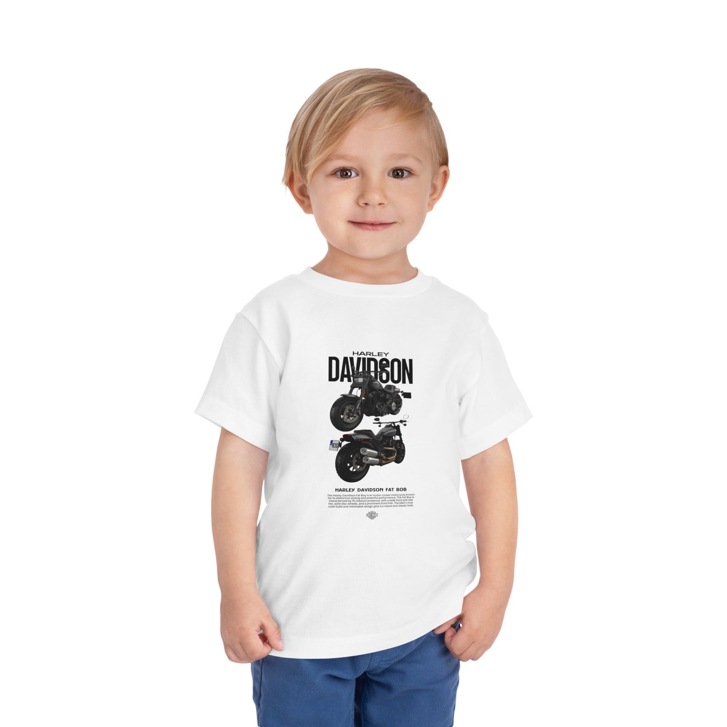 Harley-Davidson Fat Bob Toddler Short Sleeve Tee - Cool Kids Motorcycle T-shirt - CreativeRino