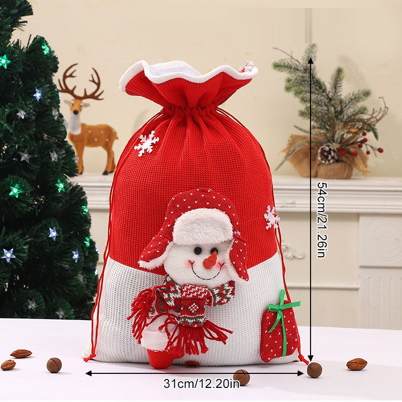Large Drawstring Christmas Gift Bag | Cartoon Snowman & Santa Candy Pouch Bundle eprolo