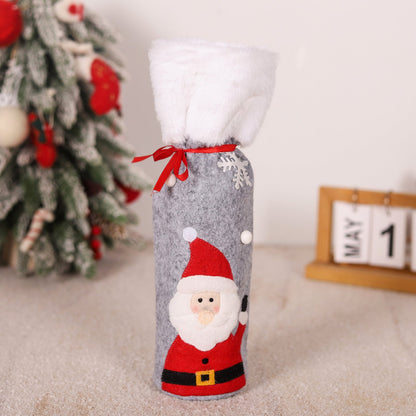 Festive Red Wine Bottle Covers Gift Set | Elderly, Snowman & Elk Household Decor eprolo