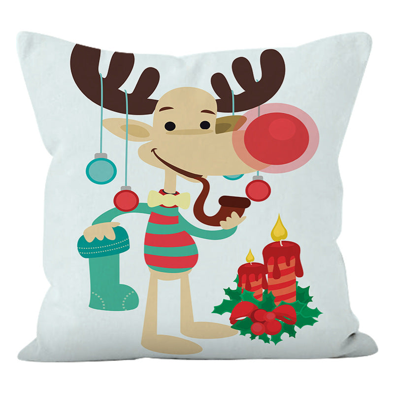 Super Soft Christmas Pillow Cover | Reindeer & Snowman Holiday Sofa Cushion