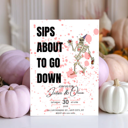 Sip about to go Down Halloween Wine Invitation Template - CreativeRino