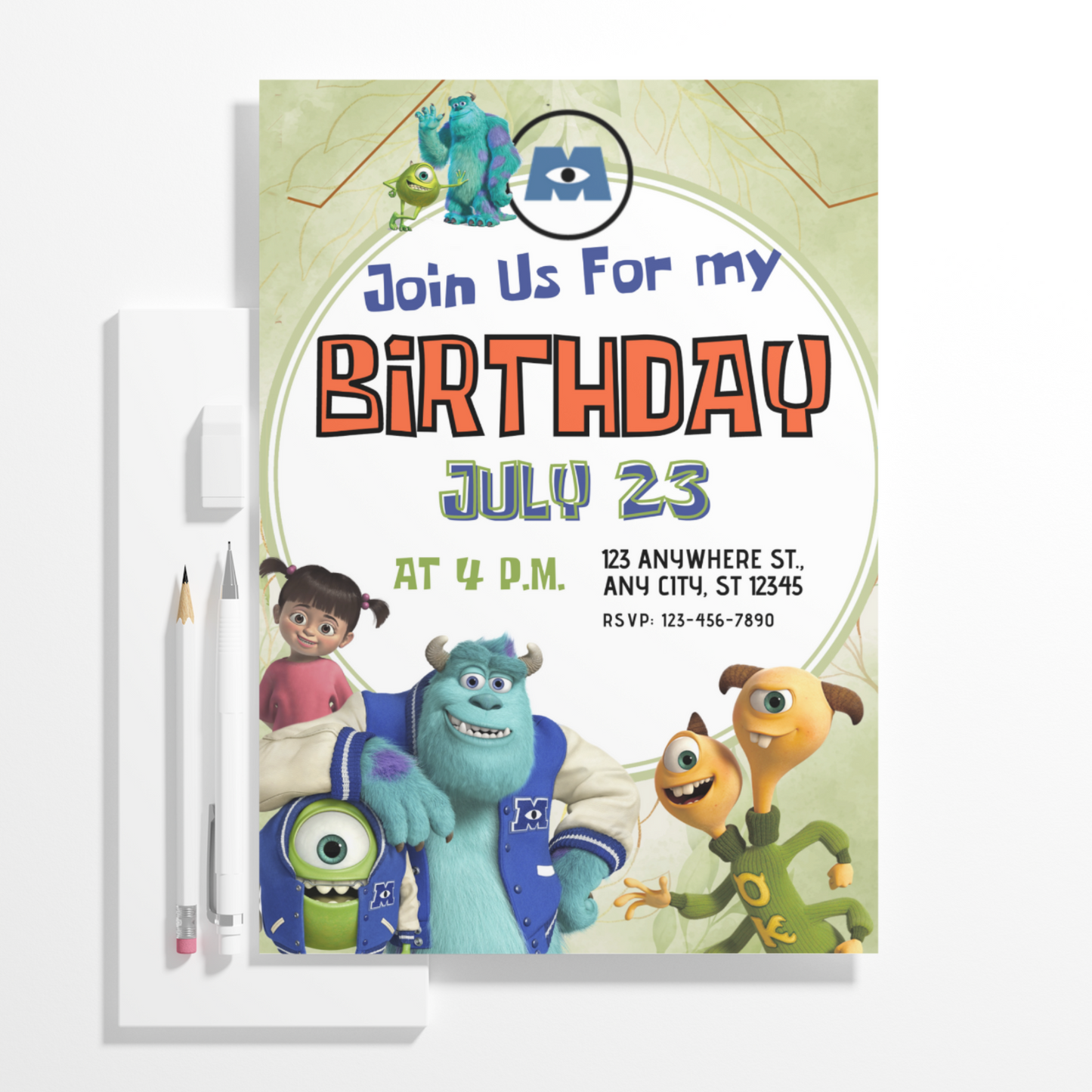 Monsters Inc Birthday Invitation Template