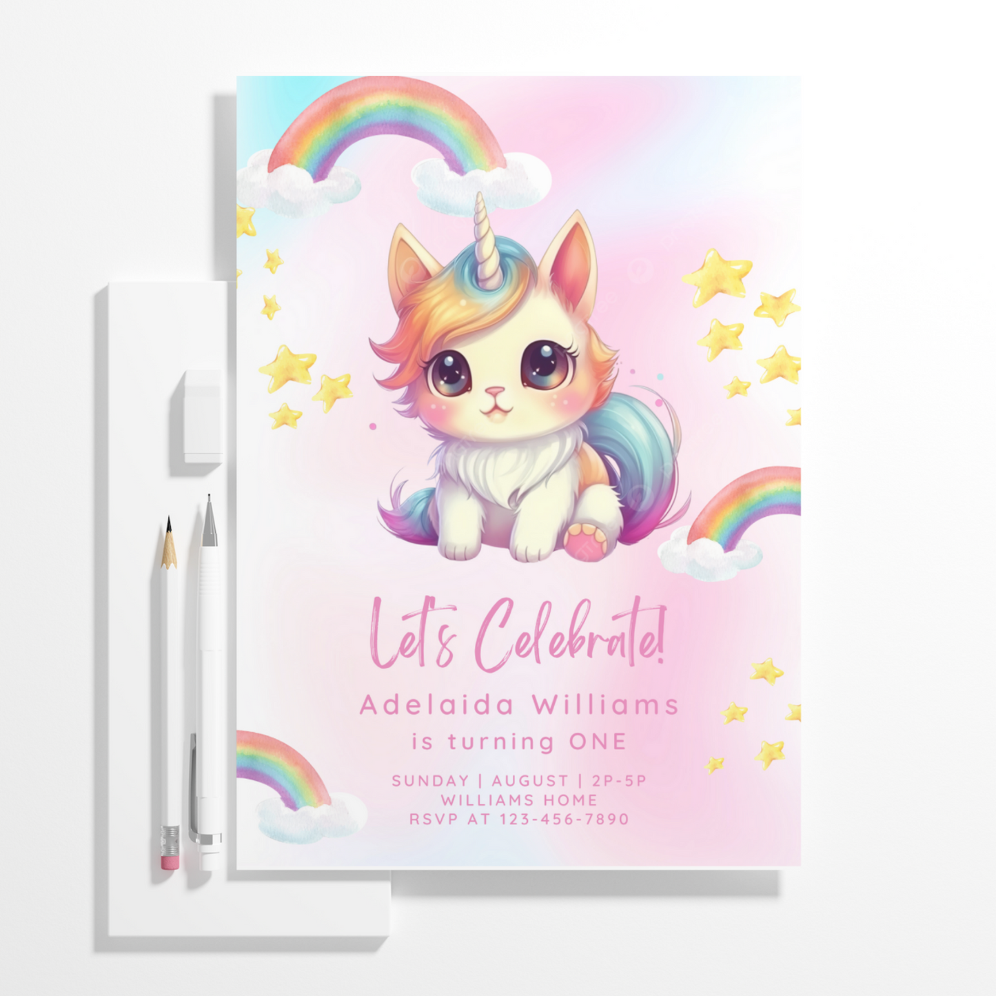 Caticorn Birthday Invitation Template