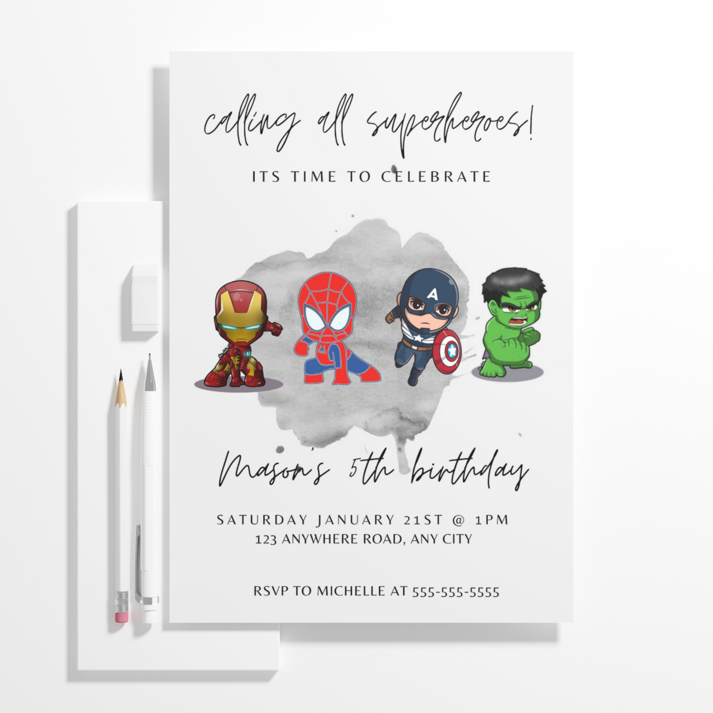 Marvel Avengers Birthday Invitation Template | Superhero Birthday Invite