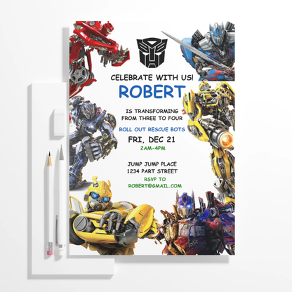 Rescue Bots Transformers Birthday Invitation Template - CreativeRino