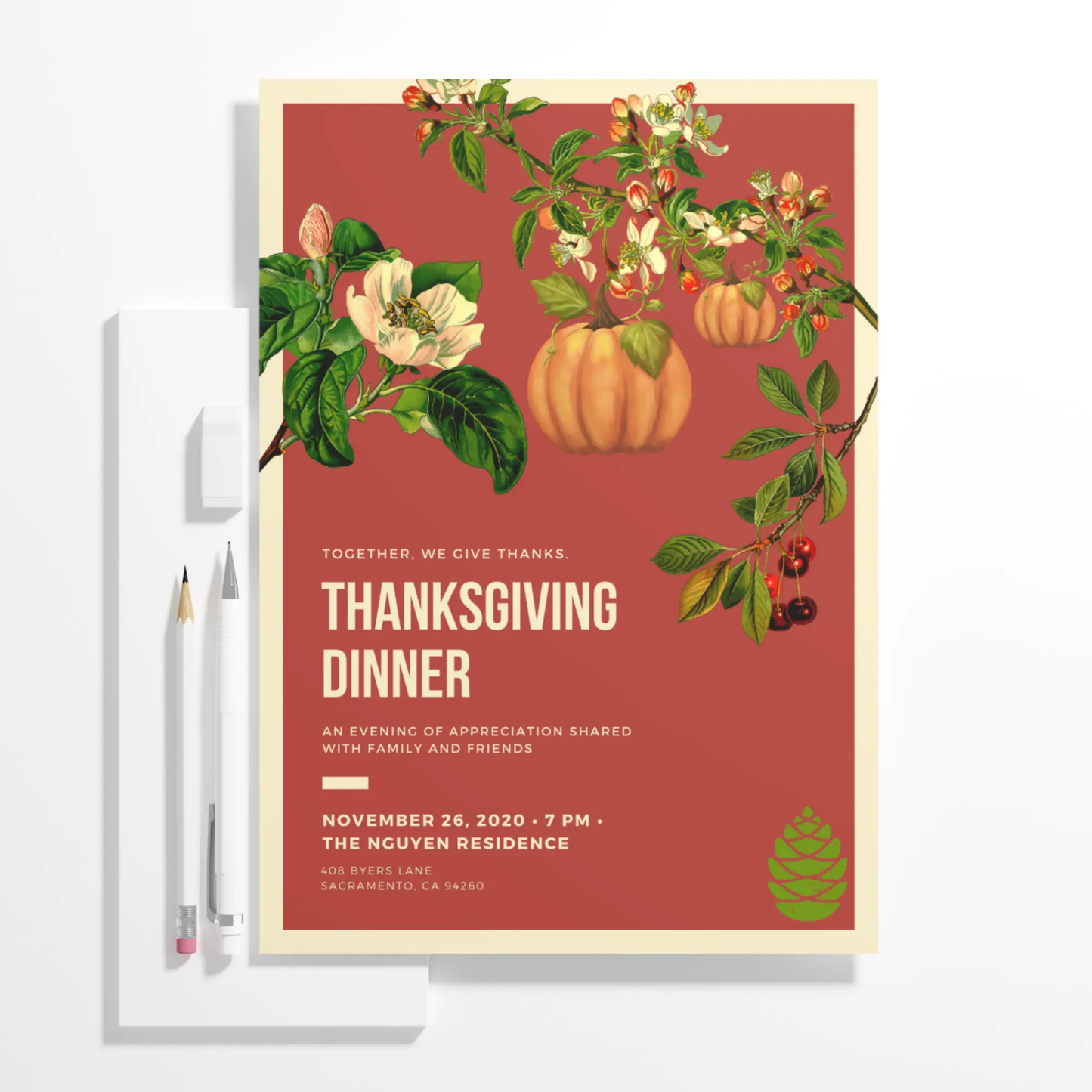 Retro Thanksgiving Dinner Invitation Template - CreativeRino