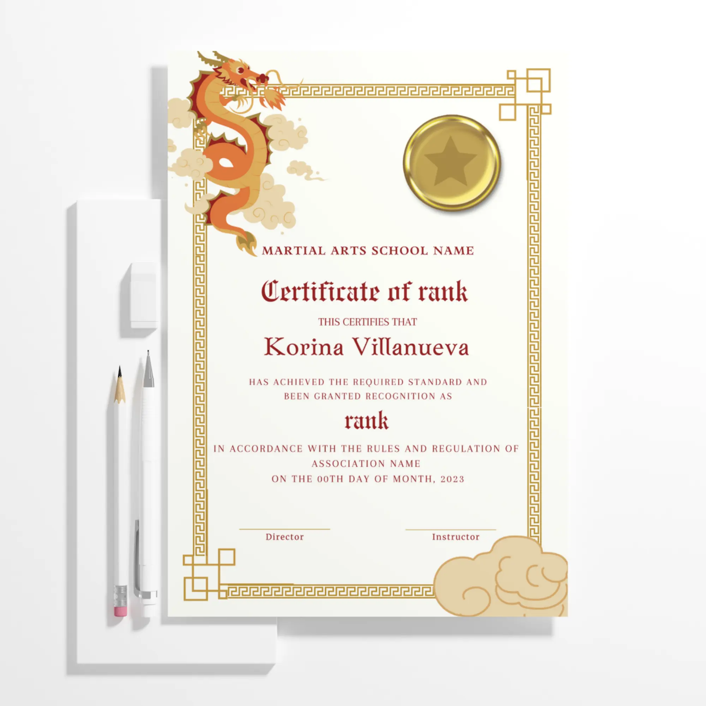 Certificate of Rank Template | Rank Certificate - CreativeRino