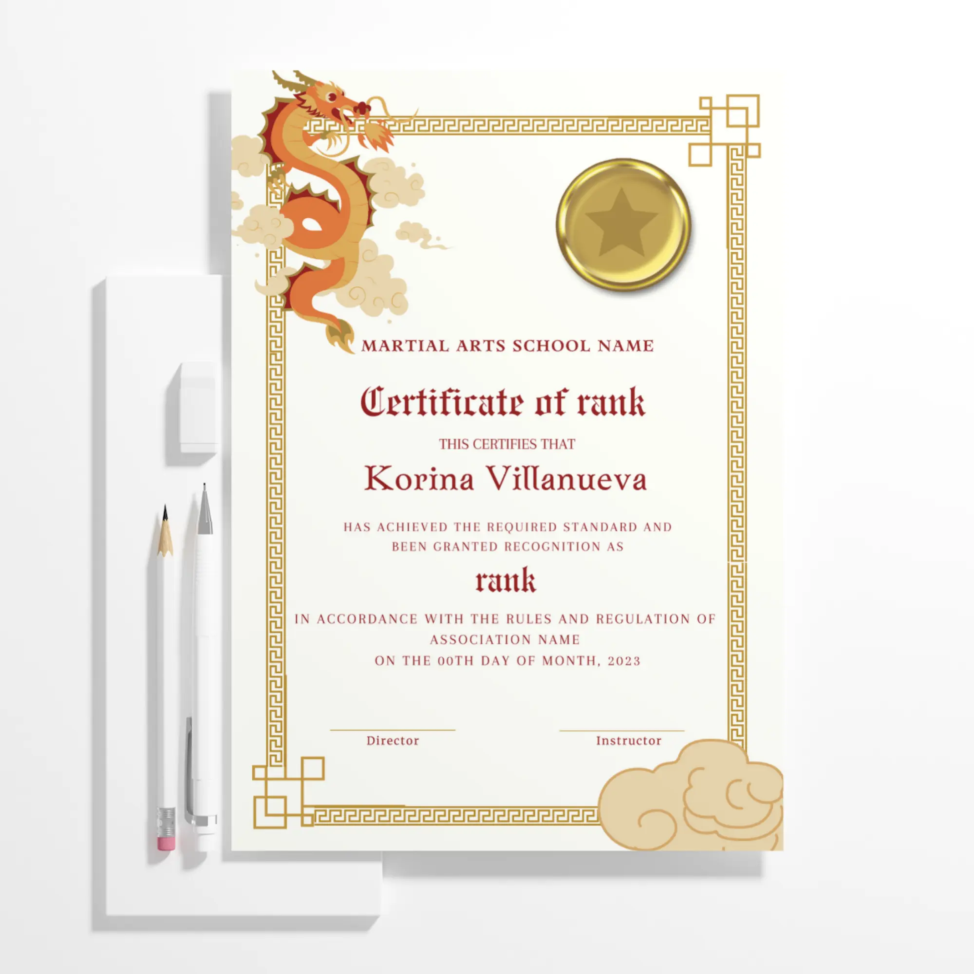 Certificate of Rank Template | Rank Certificate - CreativeRino