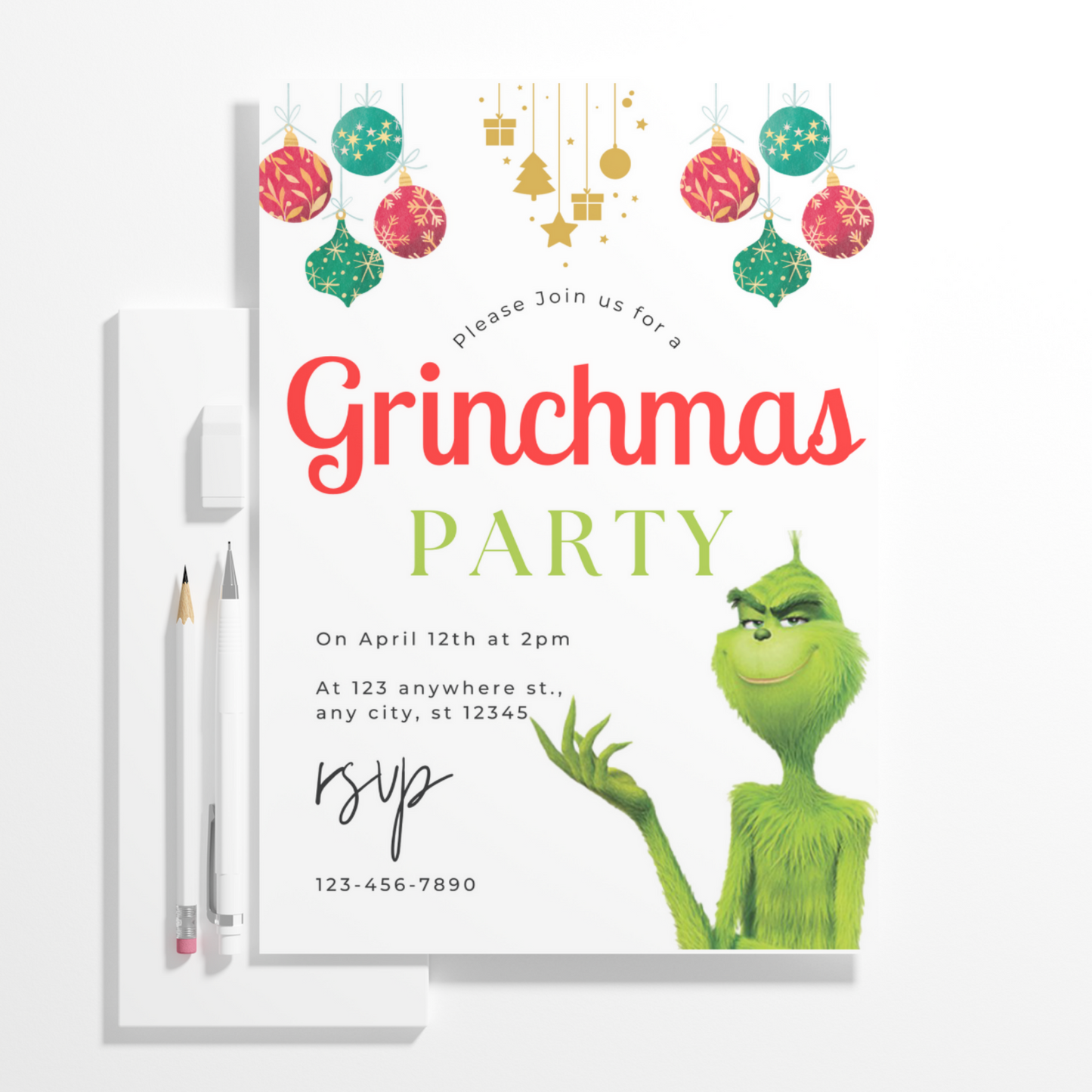 Grinchmas Christmas Party Invitation Template | Grinch Invite