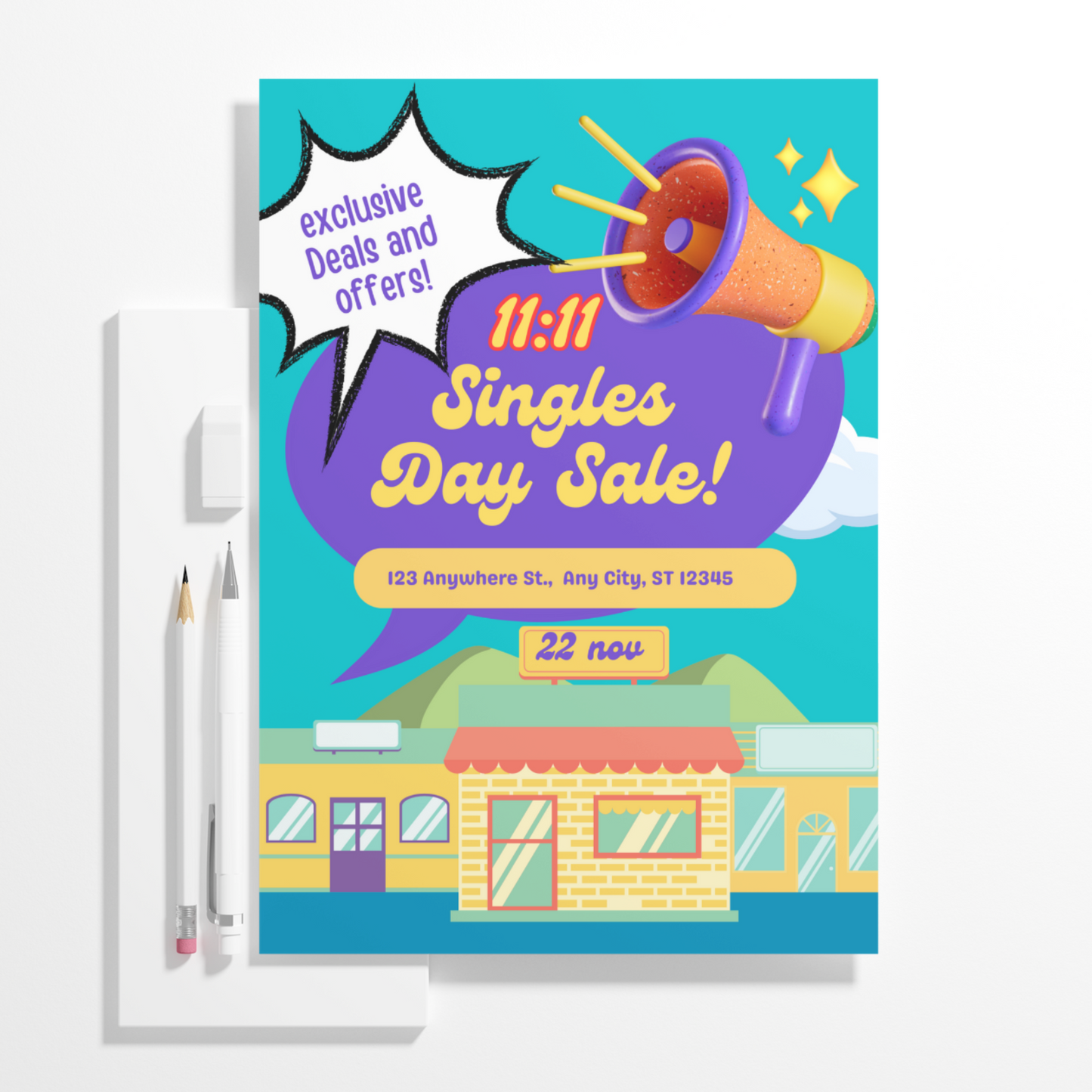 Singles Day Sale Invitation Flyer Template