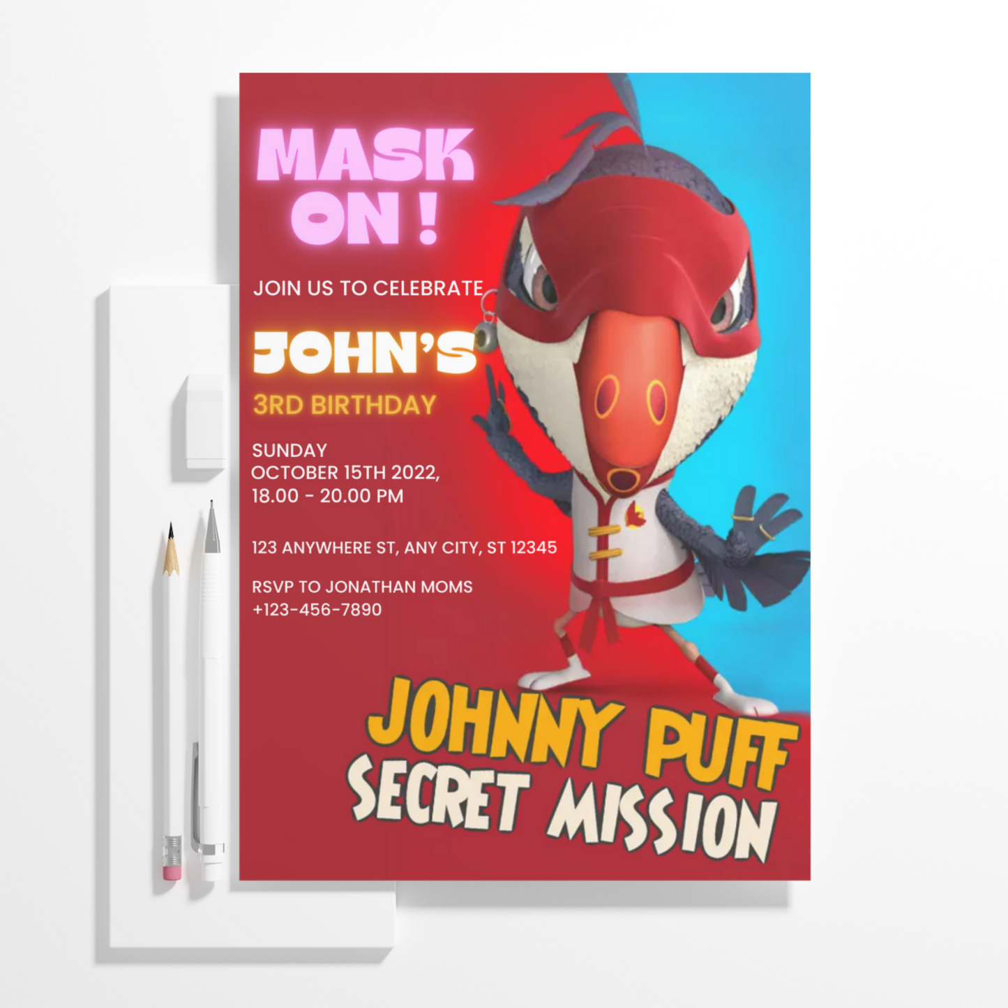 Johnny Puff Birthday Invitation Template