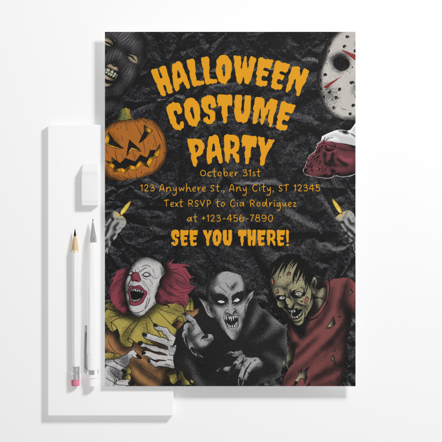 Horror Halloween Costume Party Invitation Template