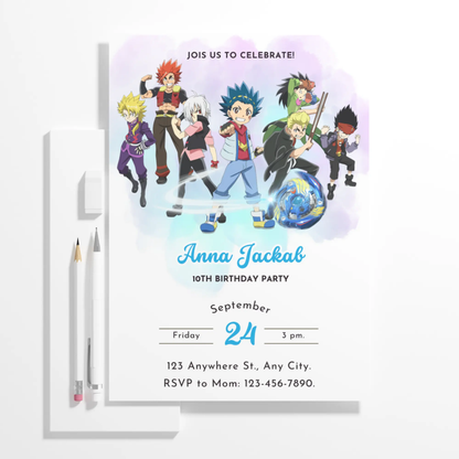 Beyblade Birthday Invitation Template - CreativeRino