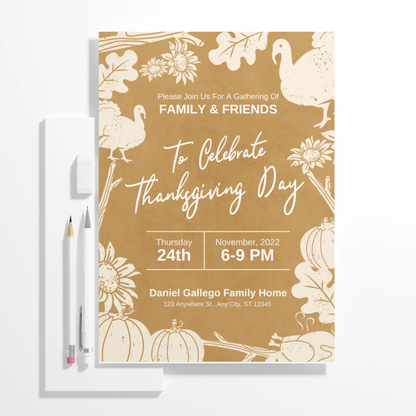 Thanksgiving Dinner Invitation Template | Gobble Thanksgiving Invite - CreativeRino