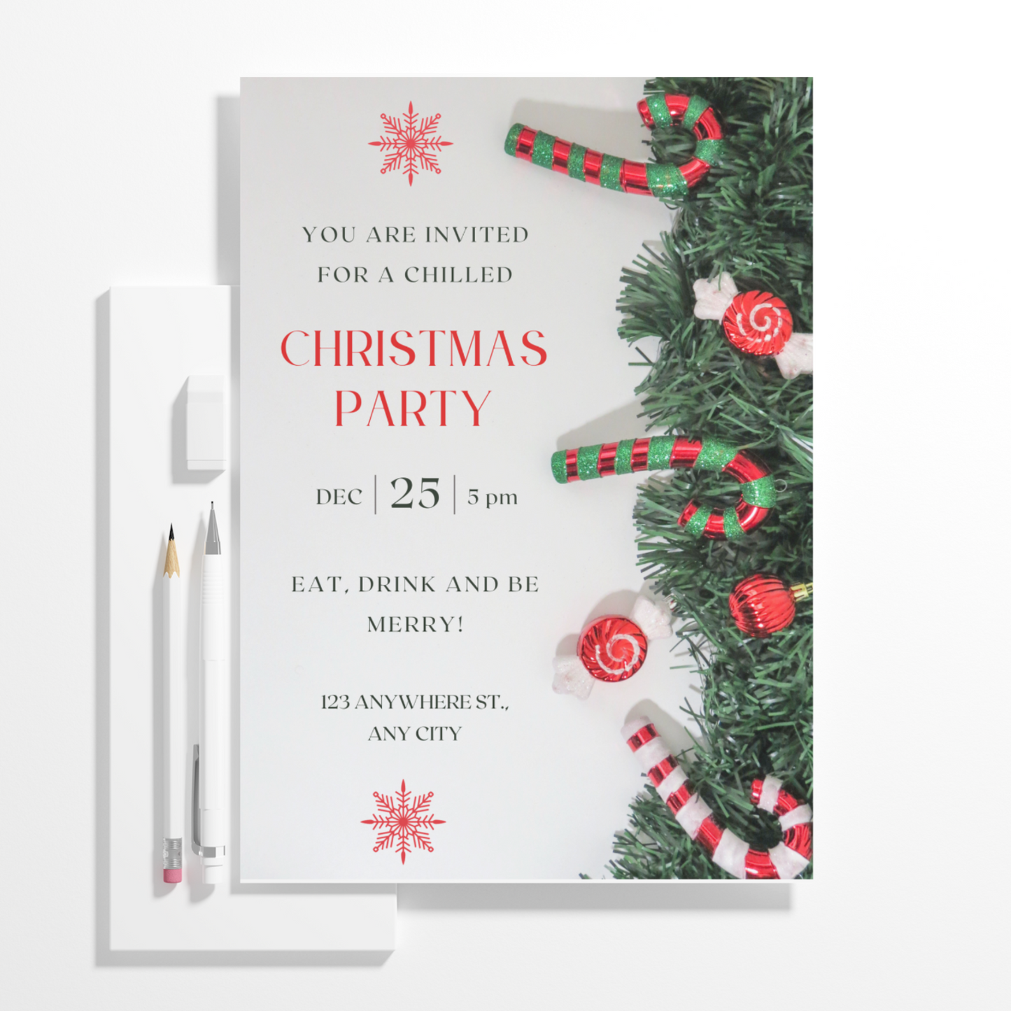 Peppermint Christmas Party Invitation Template